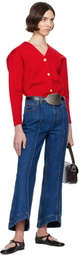 Bally Red V-Neck Cardigan