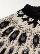 Valentino - Embroidered Leopard-Print Virgin Wool Sweater - Gray