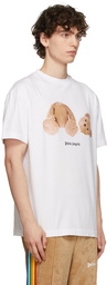 Palm Angels White Bear Print T-Shirt