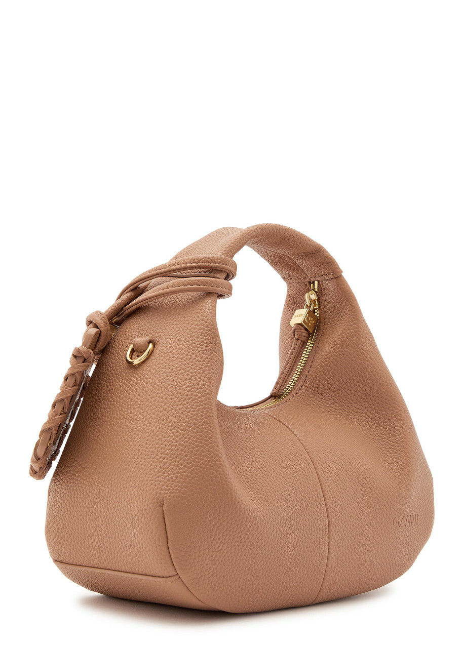Ganni Hobo Mini Grained Leather top Handle bag - Pink - One Size