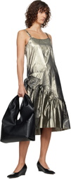 Maison Margiela Gold & Black Crinkled Midi Dress