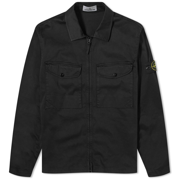 Photo: Stone Island Men's Stretch Cotton Double Pocket Shirt Jacket in Black
