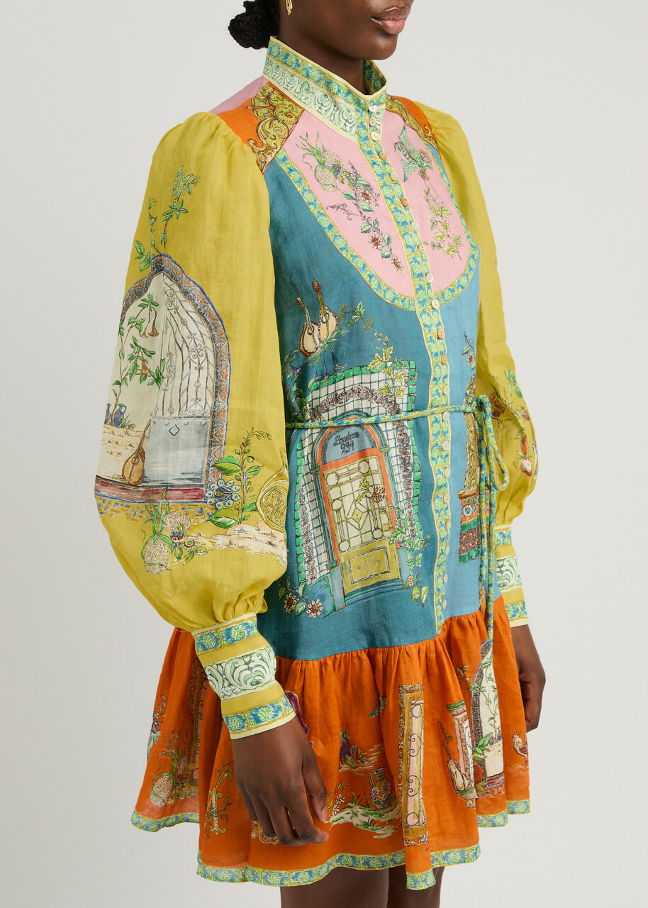 Alemais Monte Printed Ramie Mini Dress Multicoloured ALMAIS