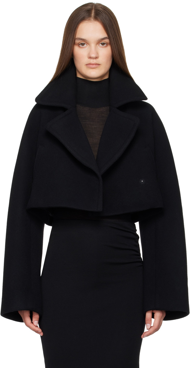 ALAÏA Black Cropped Caban Jacket ALAÏA