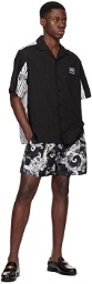Versace Jeans Couture Black & White Watercolor Couture Shorts