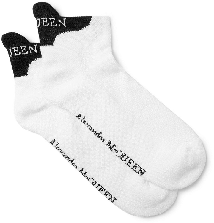 Photo: ALEXANDER MCQUEEN - Logo-Jacquard Cotton-Blend Socks - White