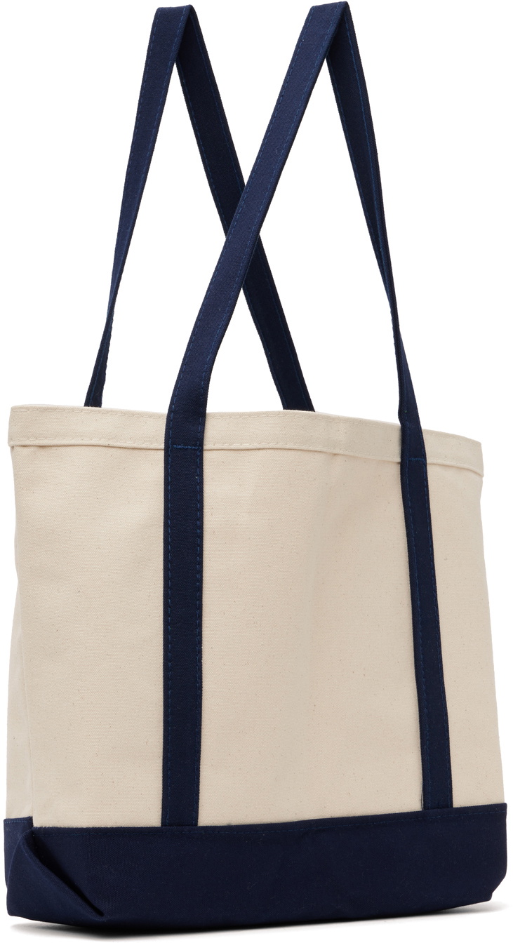 Palmes Beige & Navy Medium 'Society' Tote