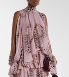 Blumarine Printed asymmetric georgette blouse