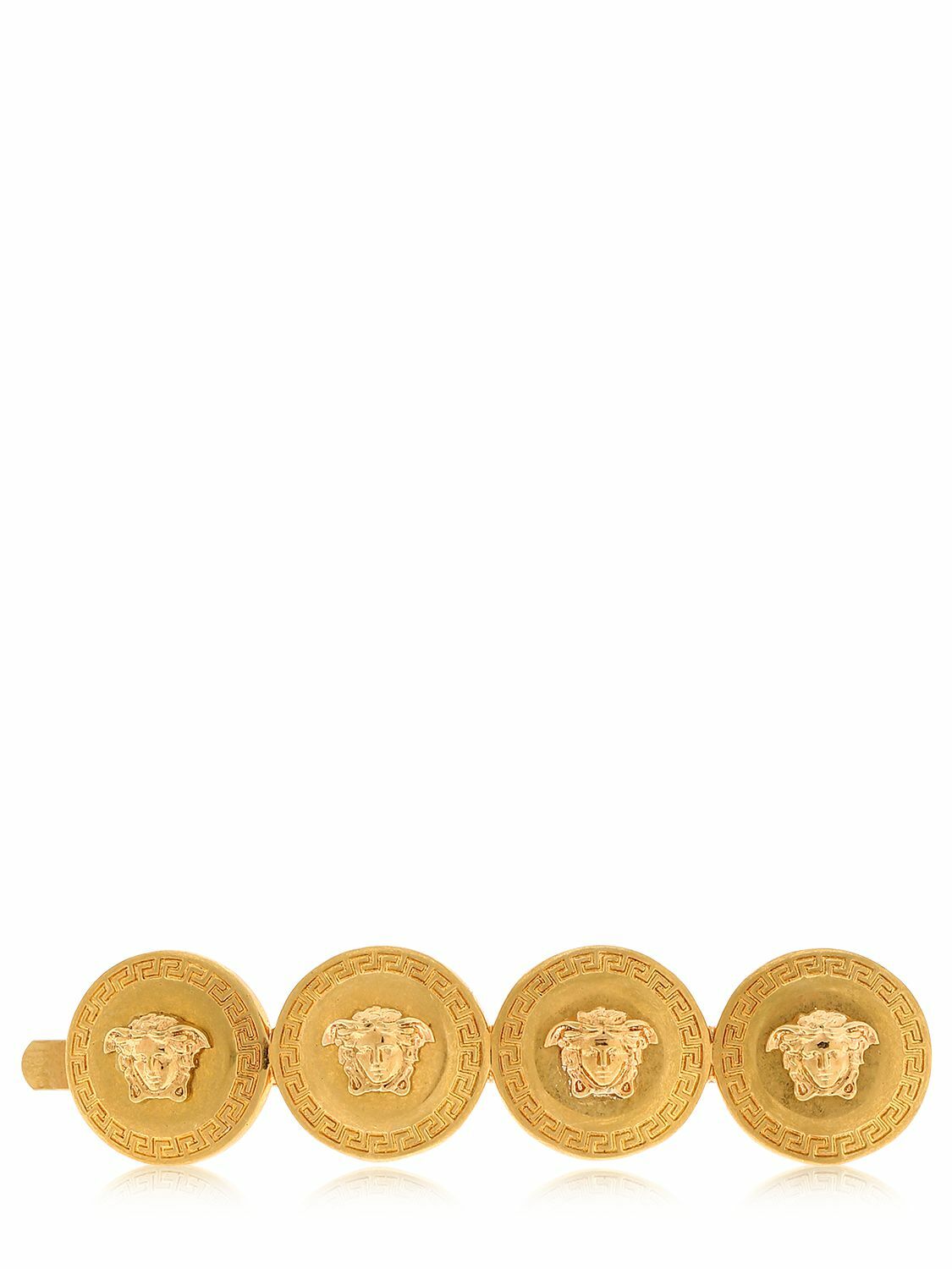 【versace】トリビュートメデューサヘアクリップ Tribute Medusa hair clip in gold - Versace | Mytheresa