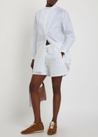 Moncler Logo-appliquéd Embroidered Cotton Shorts White
