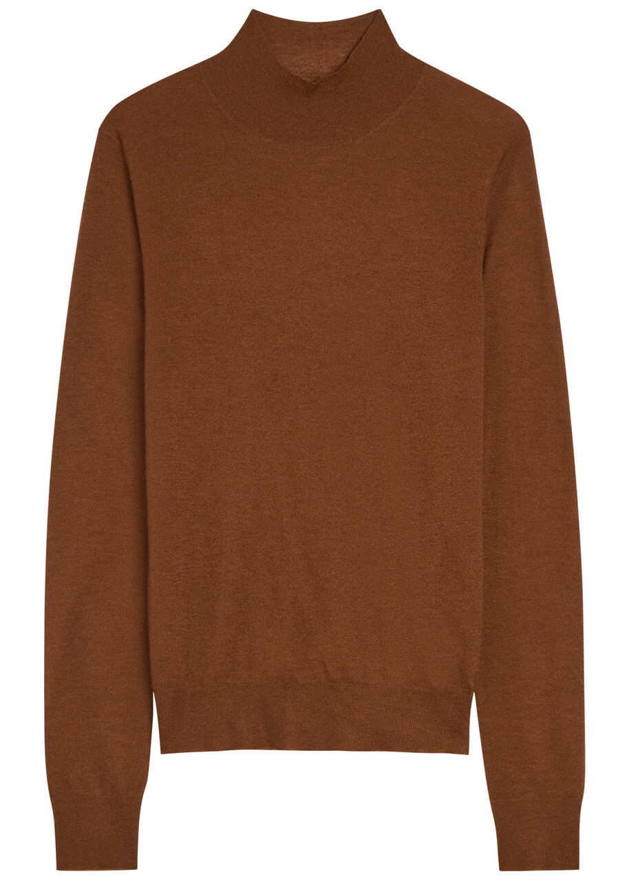 Joseph Mock-neck Cashmere top Rust