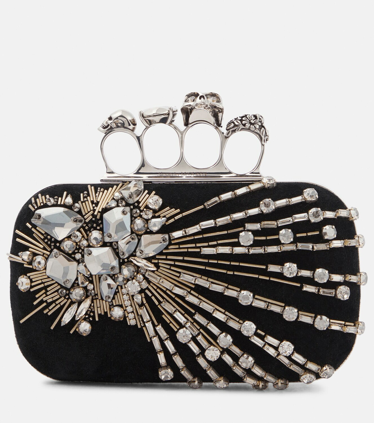 Alexander McQueen - Four Ring embellished leather clutch