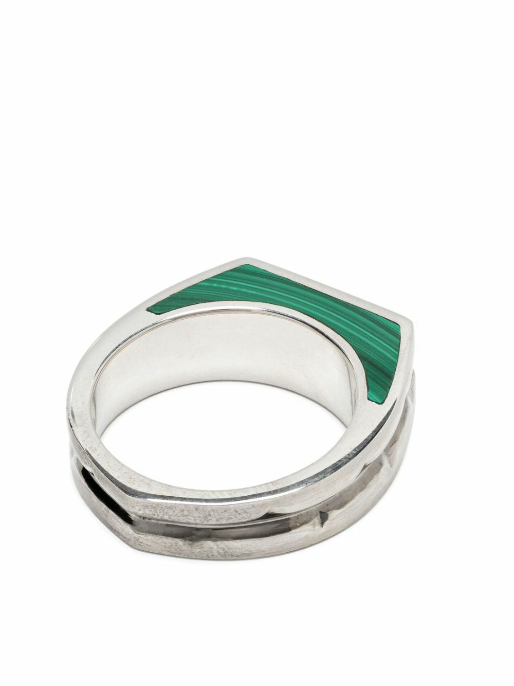 Stephen Webster Sterling Silver Inscription Inlay Malachite Signet Ring