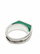 Stephen Webster Sterling Silver Inscription Inlay Malachite Signet Ring