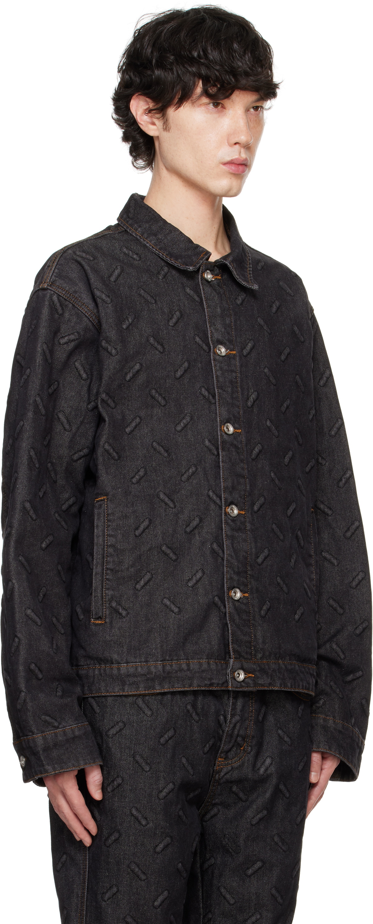 Who Decides War Black Thread Plate Denim Jacket