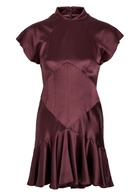 DE LA Vali Alizee Panelled Silk-blend Mini Dress Burgundy