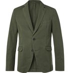 OFFICINE GÉNÉRALE - Slim-Fit Unstructured Garment-Dyed Cotton and Linen-Blend Suit Jacket - Green