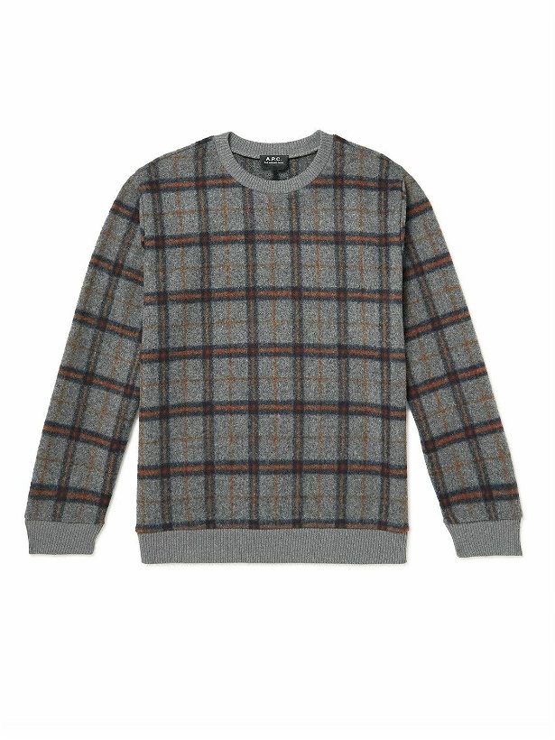 Photo: A.P.C. - Heidi Checked Knitted Sweater - Gray