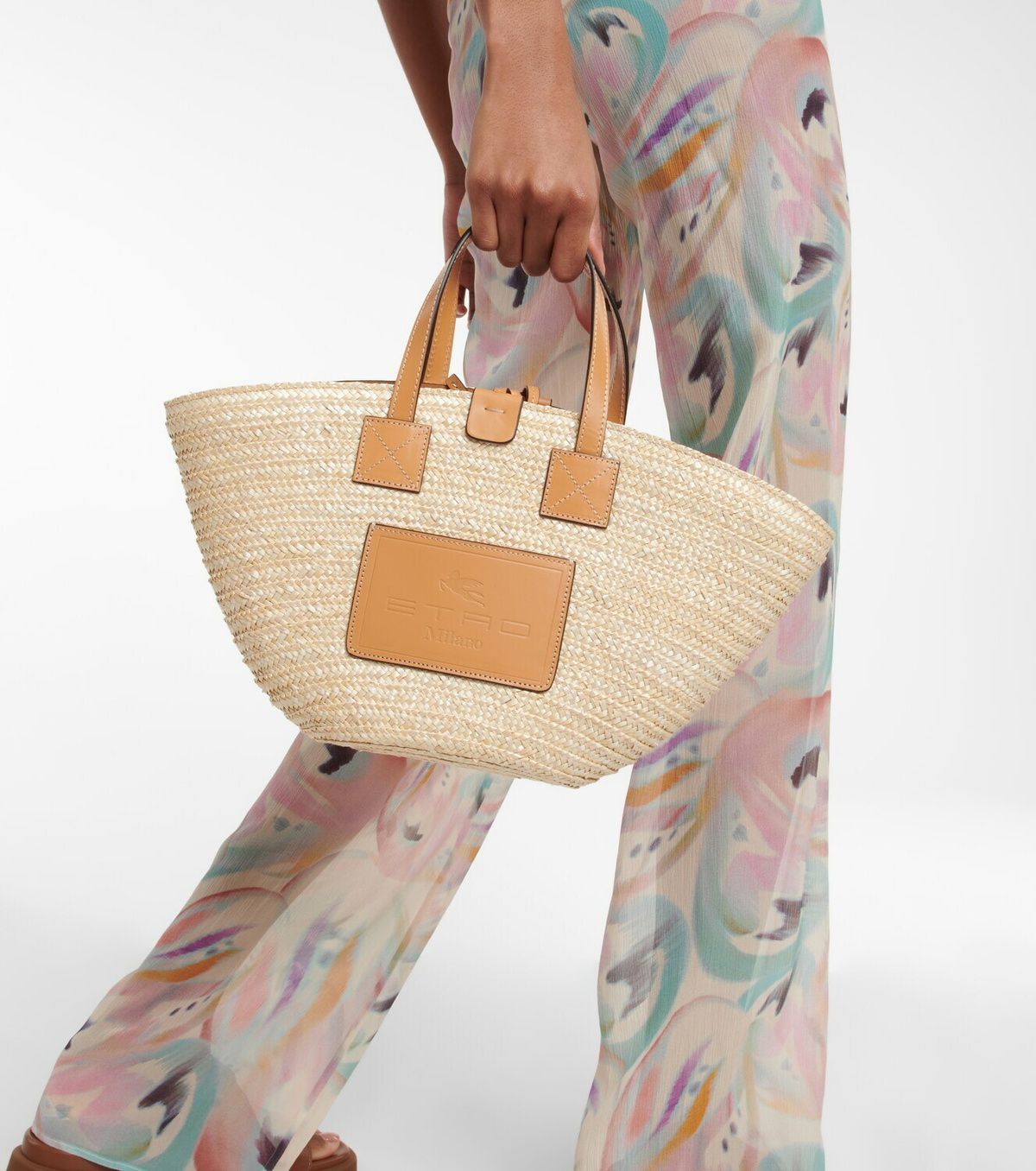 【関税&送料込】Etro Raffia Tote Bag Etro - Raffia and leather tote bag Etro