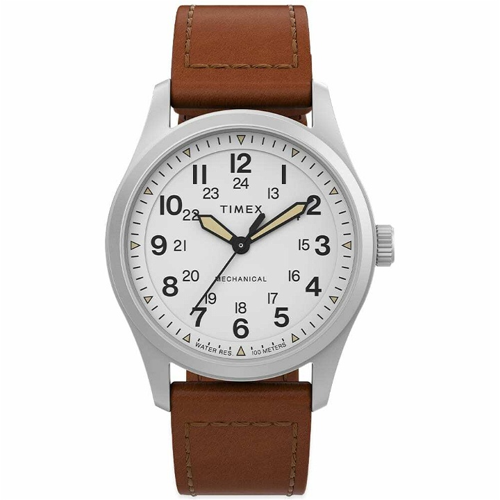 Photo: Timex Men's Expedition Field Post Mechanical Watch in Brown/Chrome