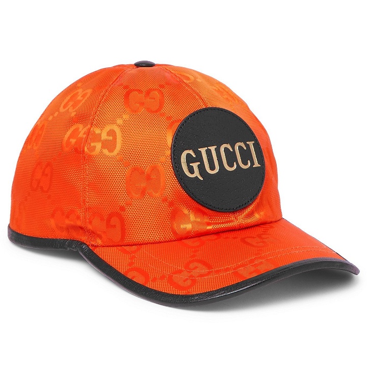 Photo: Gucci - Logo-Appliquéd Leather-Trimmed ECONYL Baseball Cap - Orange