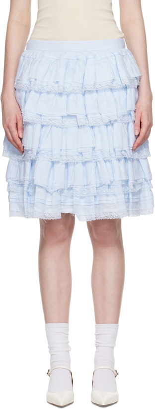Photo: SHUSHU/TONG Blue Tiered Lace Midi Skirt