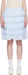 SHUSHU/TONG Blue Tiered Lace Midi Skirt