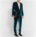 Saint Laurent - Turquoise Slim-Fit Velvet Suit Trousers - Men - Turquoise