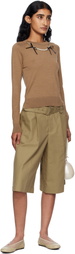 Simone Rocha Beige Wide Leg Multi Belt Loop Shorts