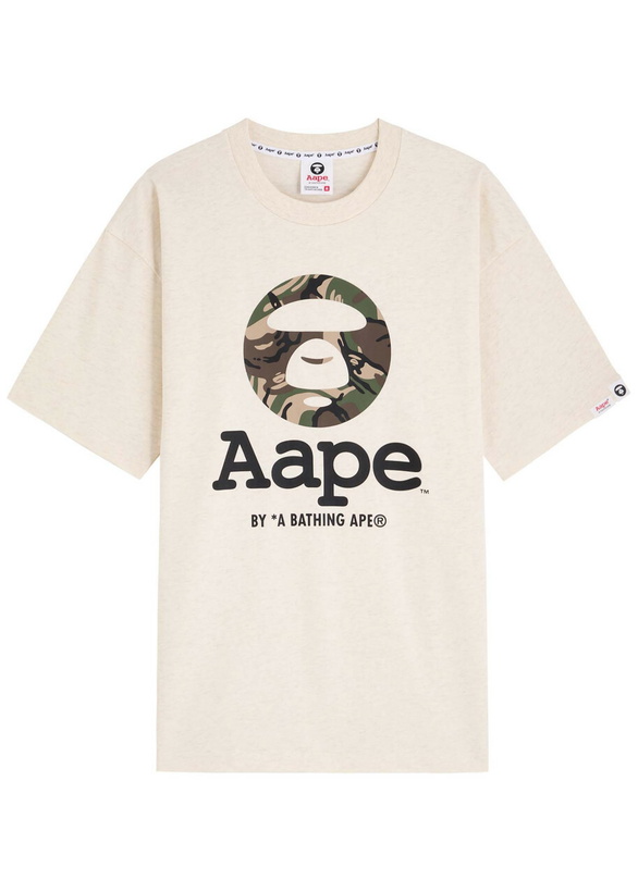 Photo: Aape Moonface Logo-printed Cotton T-shirt Cream