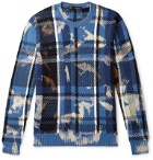 Versace - Distressed Checked Cotton Sweater - Blue