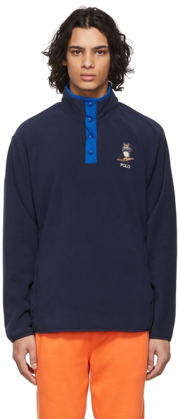 Photo: Polo Ralph Lauren Navy Fleece Ski Polo Bear Sweatshirt