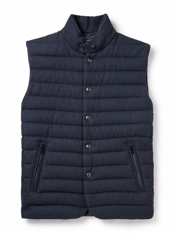 Photo: Ralph Lauren Purple label - Withwell Quilted Wool, Linen and Cotton-Blend Tweed Gilet - Blue