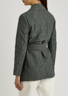 Harris Wharf London Belted Crinkled Cotton-blend Jacket Dark Grey