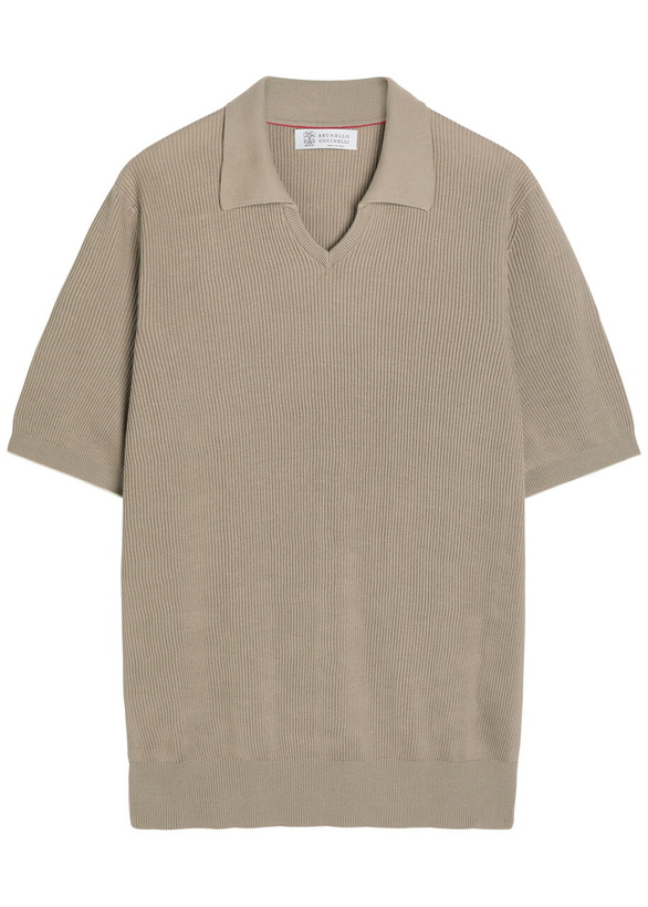 Photo: Brunello Cucinelli Ribbed Cotton-knit Polo top Multicoloured 1