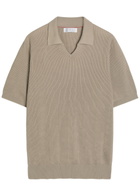 Brunello Cucinelli Ribbed Cotton-knit Polo top Multicoloured 1