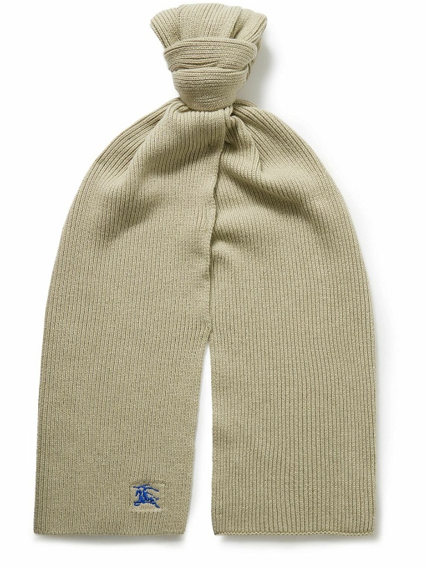 Photo: Burberry - Logo-Embroidered Ribbed Cashmere Scarf