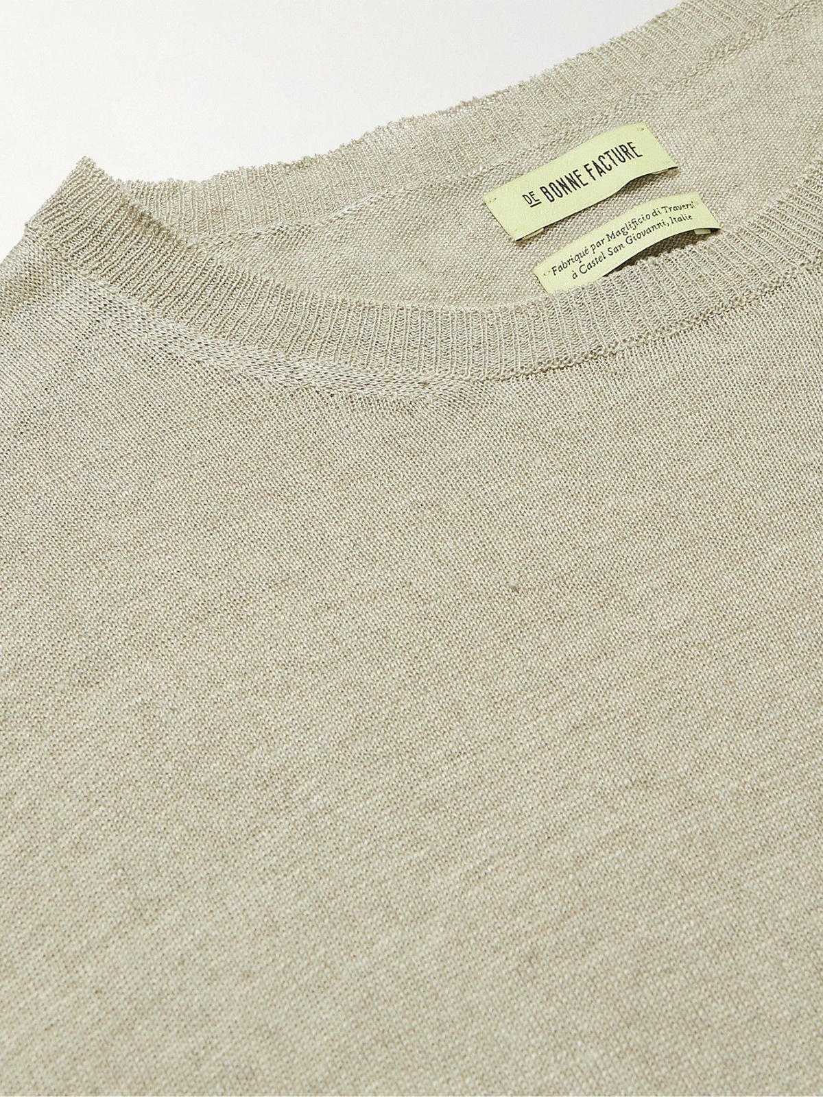 De Bonne Facture - Knitted Linen T-Shirt - Neutrals De Bonne Facture