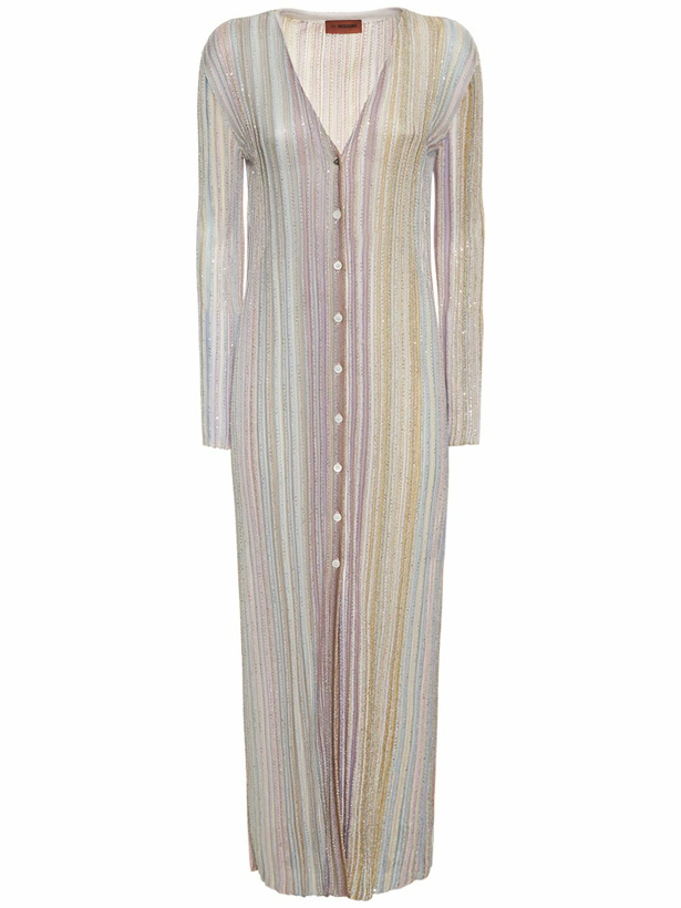 Photo: MISSONI - Sequined Striped Knit Long Cardigan