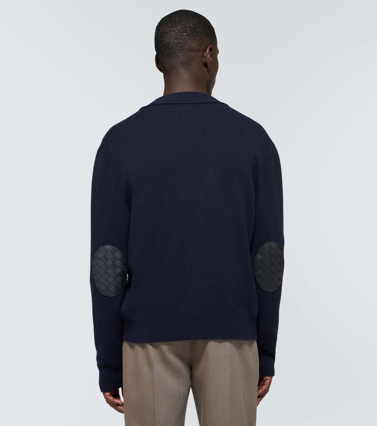 Bottega Veneta Intrecciato leather and cashmere cardigan