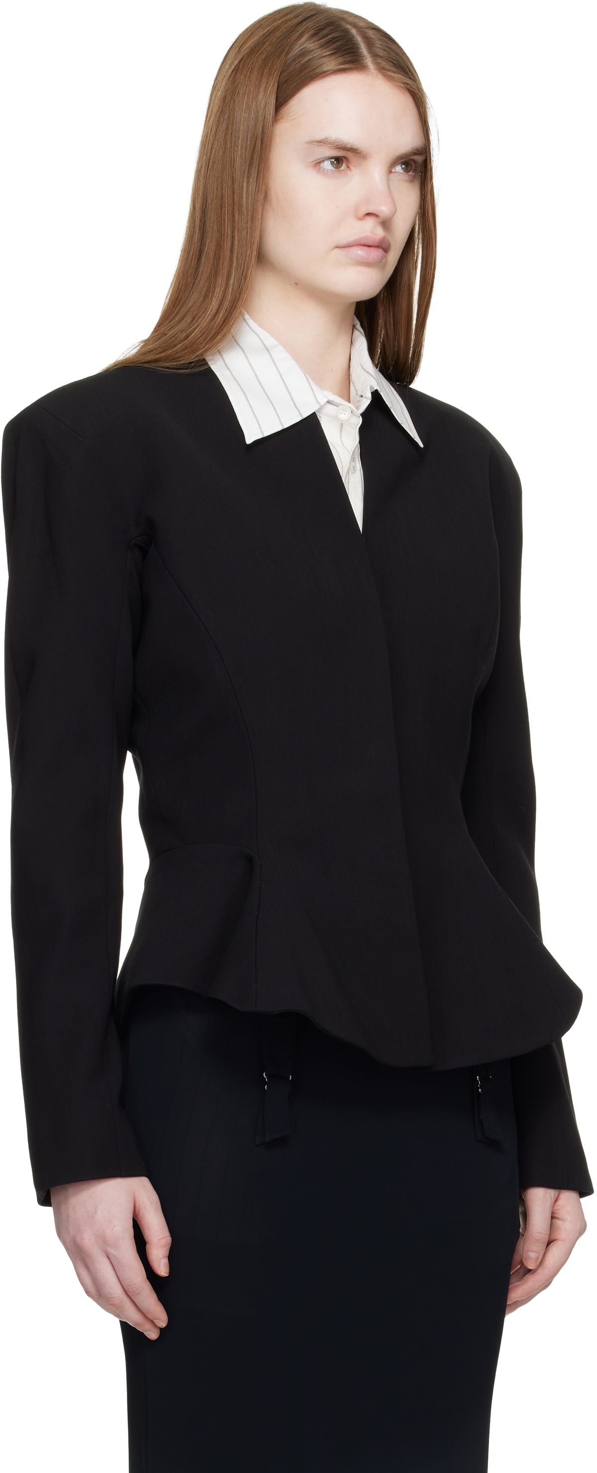 Mugler Black Flared Wool Jacket