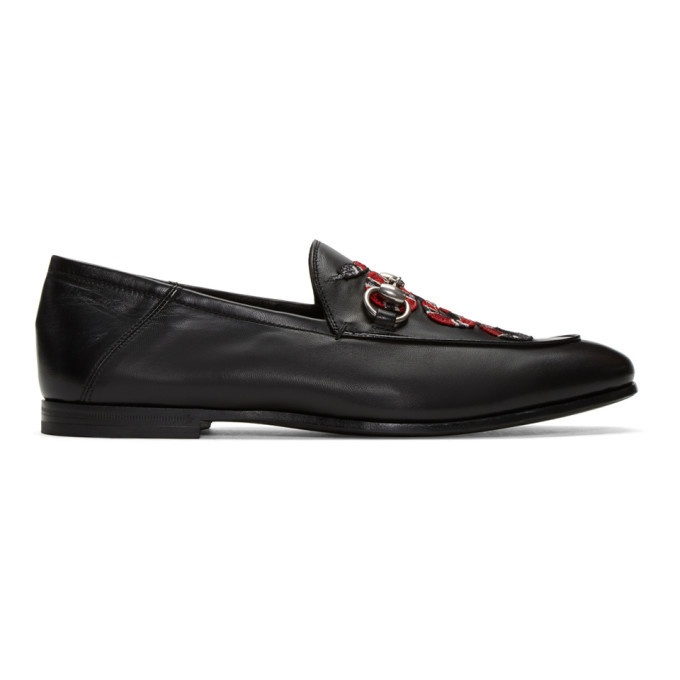 Photo: Gucci Black Embroidered Snake Loafers