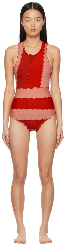 Photo: Sherris Pink & Red Racerback One-piece Swimsuit