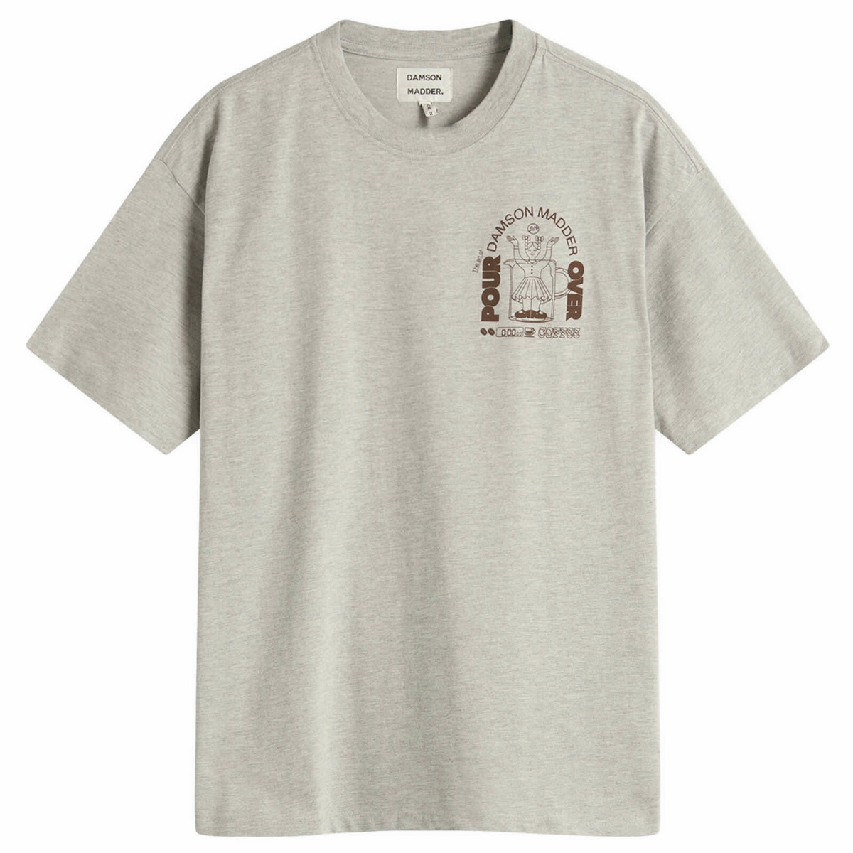 Damson Madder Women's Pour Over Coffee T-Shirt in Grey