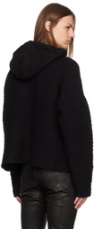 John Elliott Black Glitch Jacquard Poncho Hoodie
