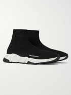 BALENCIAGA - Speed Stretch-Knit Slip-On Sneakers - Black