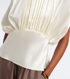 Tove Peta draped peplum silk satin top