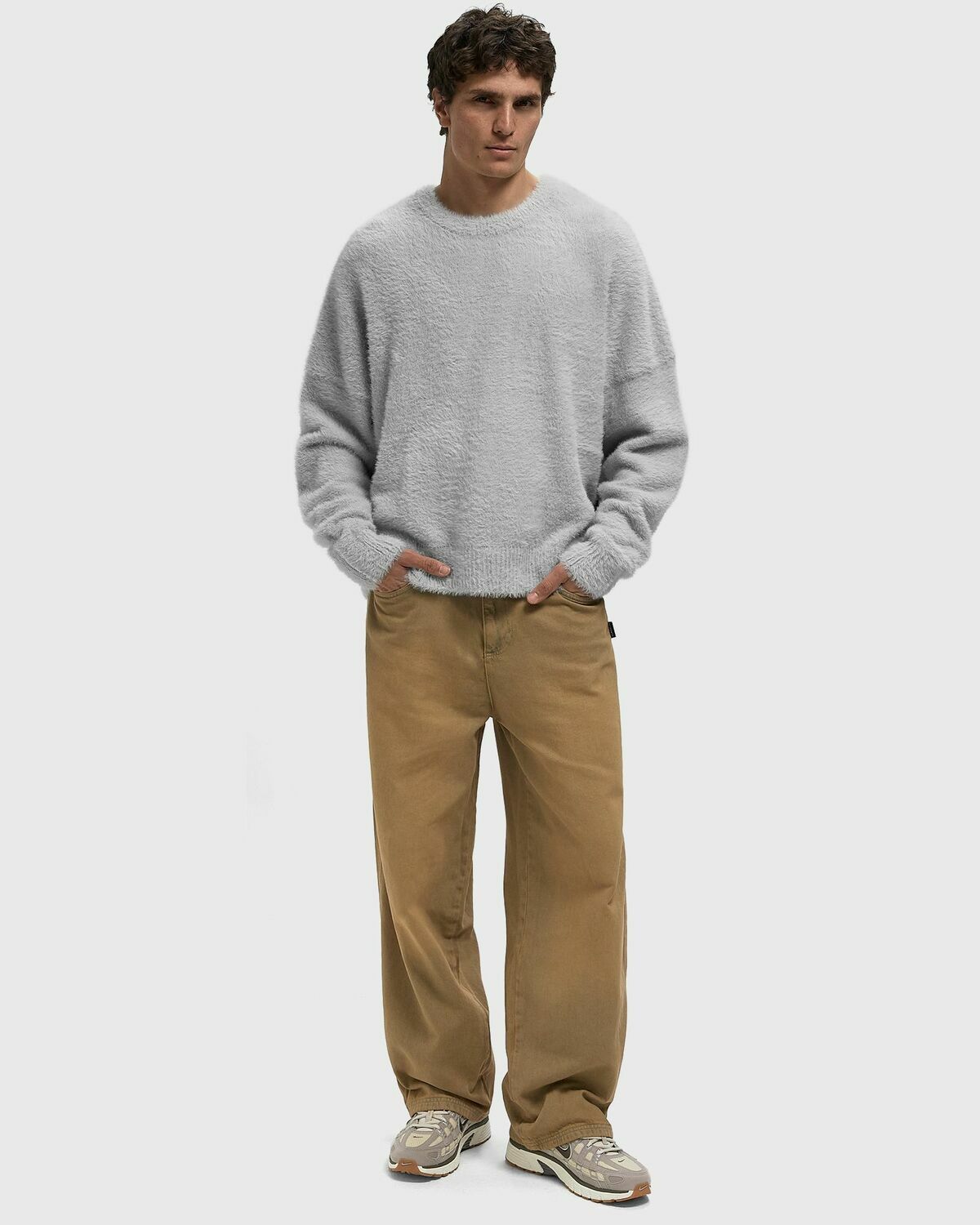 Reternity ESSENTIAL FURRY KNIT SWEATER Grey Mens Pullover