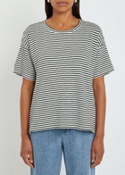 Eileen Fisher Striped Cotton-knit T-shirt Black And White