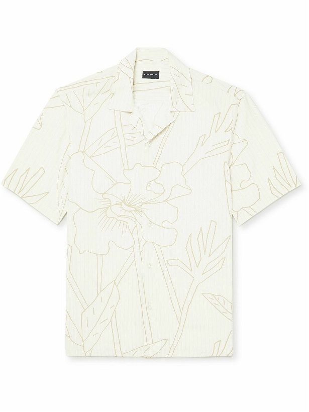 Photo: Club Monaco - Camp-Collar Floral-Print Striped Woven Shirt - Neutrals